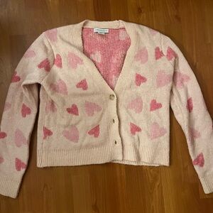 cupcakes & cashmere Pink Heart Cardigan